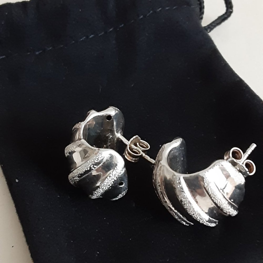 Illustra Sterling Ribbed J-Hoop Earrings